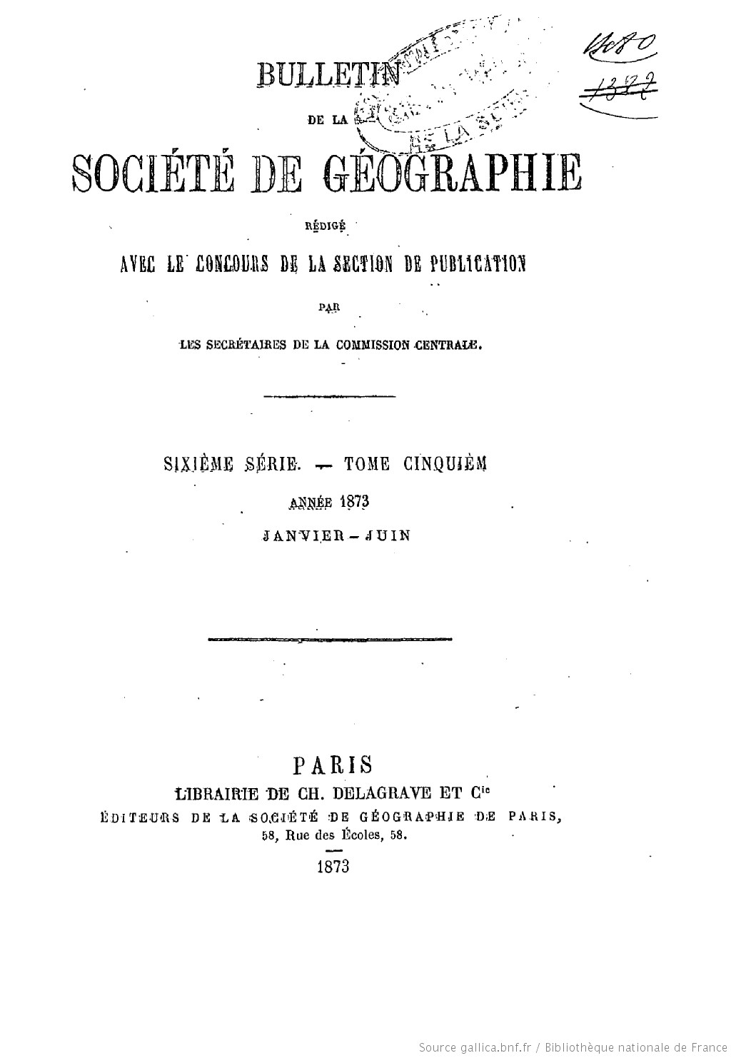 Bulletin de la Société de Géographie