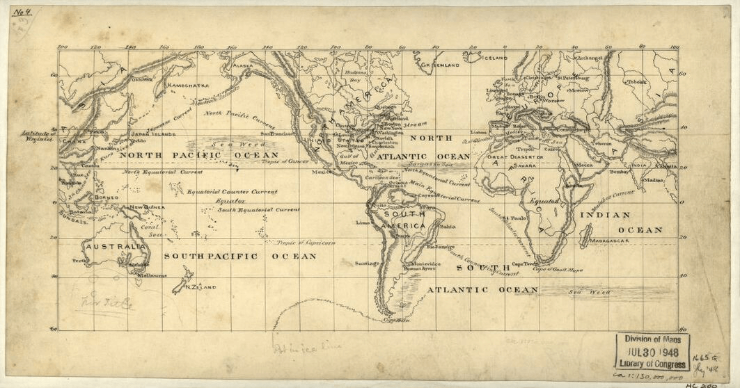 Map representing a worldview from the 19th century